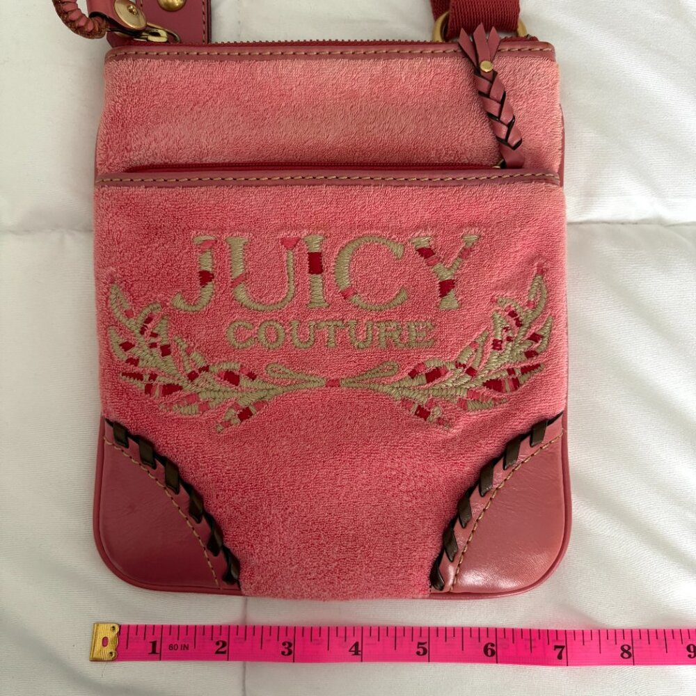 Vintage Juicy Couture Purse Crossbody Bag Terry Cloth Pink Barbiecore Y2K - Picture 6 of 10